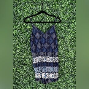 Blue and White Patterned Romper